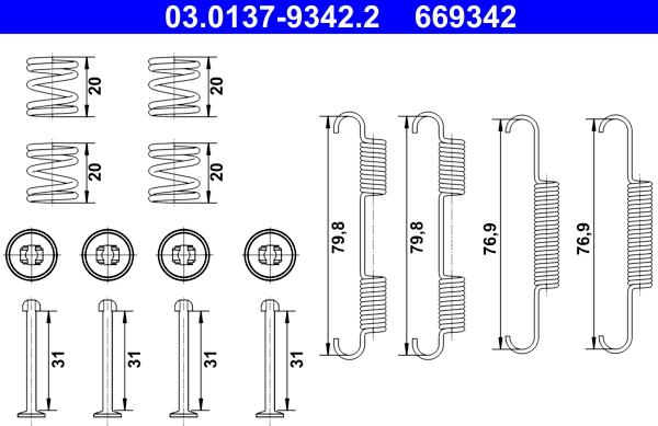 ATE 03.0137-9342.2 - Kit accessori, Ganasce freno stazionamento autozon.pro