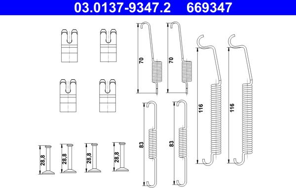 ATE 03.0137-9347.2 - Kit accessori, Ganasce freno autozon.pro