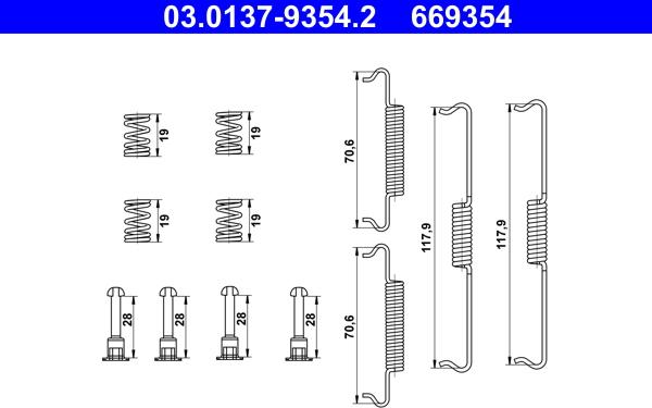 ATE 03.0137-9354.2 - Kit accessori, Ganasce freno stazionamento autozon.pro