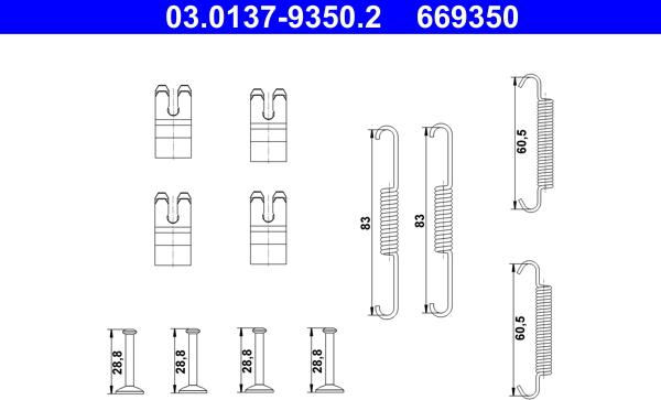 ATE 03.0137-9350.2 - Kit accessori, Ganasce freno stazionamento autozon.pro