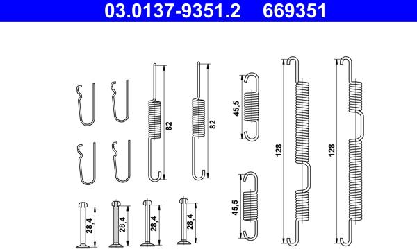 ATE 03.0137-9351.2 - Kit accessori, Ganasce freno autozon.pro