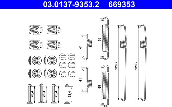 ATE 03.0137-9353.2 - Kit accessori, Ganasce freno autozon.pro