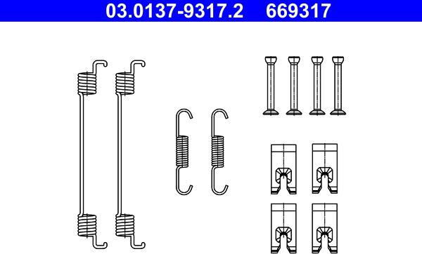 ATE 03.0137-9317.2 - Kit accessori, Ganasce freno autozon.pro