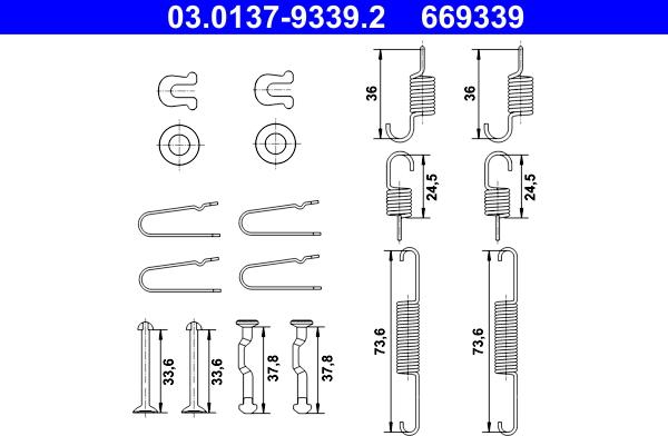 ATE 03.0137-9339.2 - Kit accessori, Ganasce freno stazionamento autozon.pro