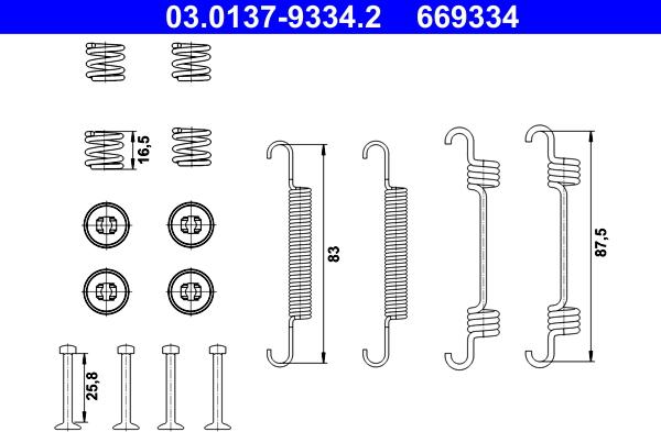 ATE 03.0137-9334.2 - Kit accessori, Ganasce freno stazionamento autozon.pro