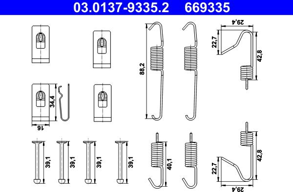 ATE 03.0137-9335.2 - Kit accessori, Ganasce freno stazionamento autozon.pro