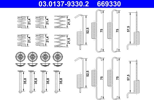 ATE 03.0137-9330.2 - Kit accessori, Ganasce freno stazionamento autozon.pro