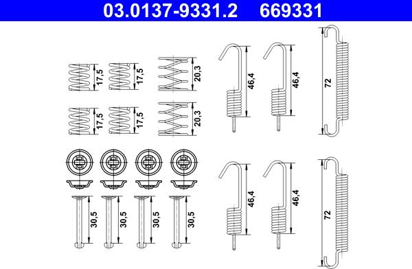 ATE 03.0137-9331.2 - Kit accessori, Ganasce freno stazionamento autozon.pro