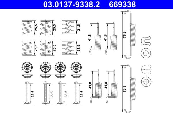 ATE 03.0137-9338.2 - Kit accessori, Ganasce freno stazionamento autozon.pro