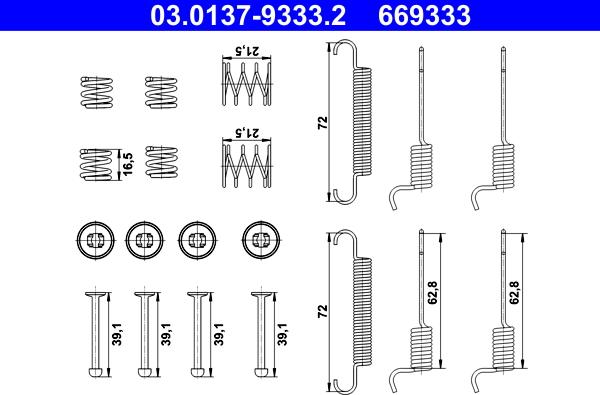 ATE 03.0137-9333.2 - Kit accessori, Ganasce freno stazionamento autozon.pro