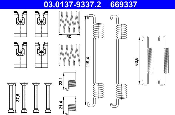 ATE 03.0137-9337.2 - Kit accessori, Ganasce freno stazionamento autozon.pro