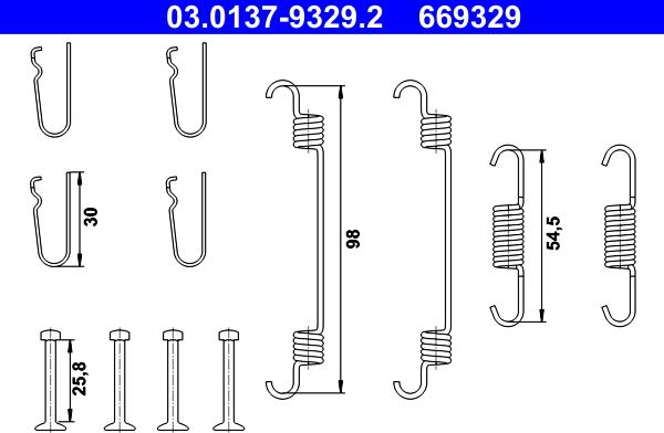 ATE 03.0137-9329.2 - Kit accessori, Ganasce freno stazionamento autozon.pro