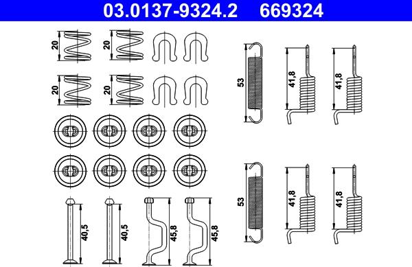 ATE 03.0137-9324.2 - Kit accessori, Ganasce freno stazionamento autozon.pro