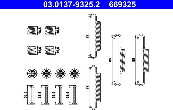 ATE 03.0137-9325.2 - Kit accessori, Ganasce freno stazionamento autozon.pro