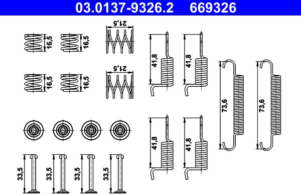 ATE 03.0137-9326.2 - Kit accessori, Ganasce freno stazionamento autozon.pro