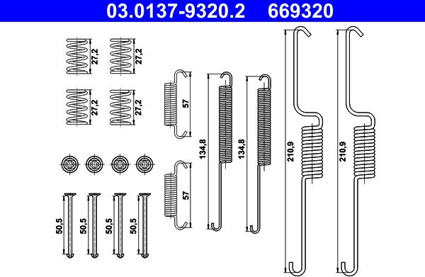 ATE 03.0137-9320.2 - Kit accessori, Ganasce freno autozon.pro