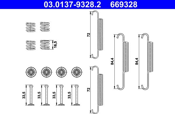 ATE 03.0137-9328.2 - Kit accessori, Ganasce freno stazionamento autozon.pro