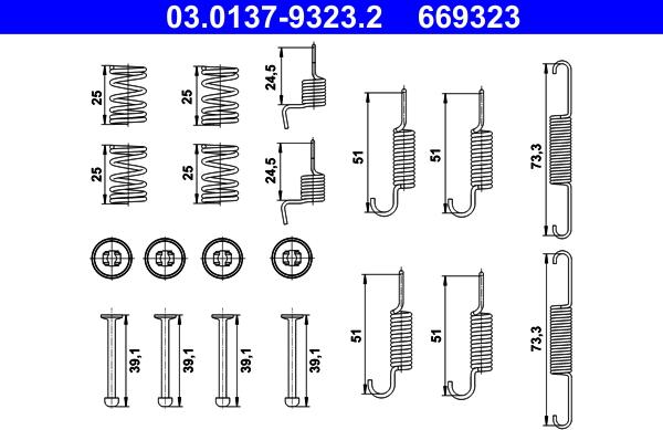 ATE 03.0137-9323.2 - Kit accessori, Ganasce freno stazionamento autozon.pro