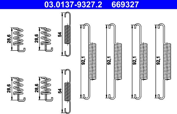 ATE 03.0137-9327.2 - Kit accessori, Ganasce freno stazionamento autozon.pro