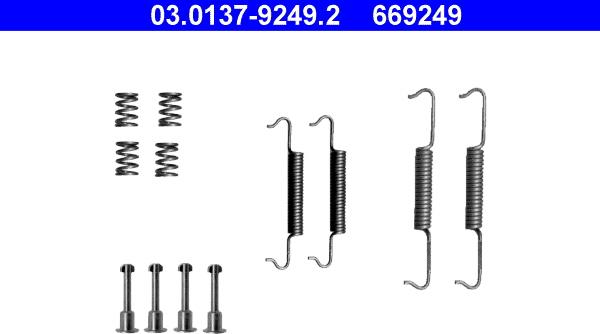 ATE 03.0137-9249.2 - Kit accessori, Ganasce freno stazionamento autozon.pro