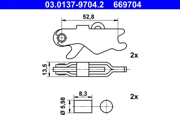 ATE 03.0137-9704.2 - Kit accessori, Ganasce freno stazionamento autozon.pro