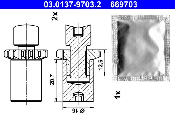 ATE 03.0137-9703.2 - Kit accessori, Ganasce freno stazionamento autozon.pro