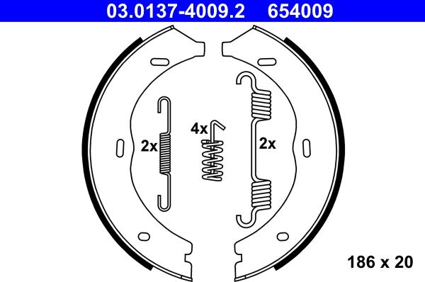 ATE 03.0137-4009.2 - Kit ganasce, Freno stazionamento autozon.pro