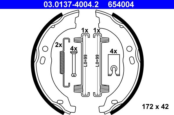 ATE 03.0137-4004.2 - Kit ganasce, Freno stazionamento autozon.pro