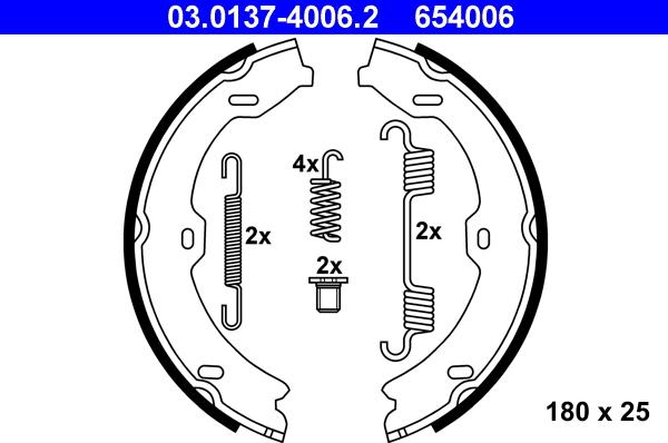 ATE 03.0137-4006.2 - Kit ganasce, Freno stazionamento autozon.pro