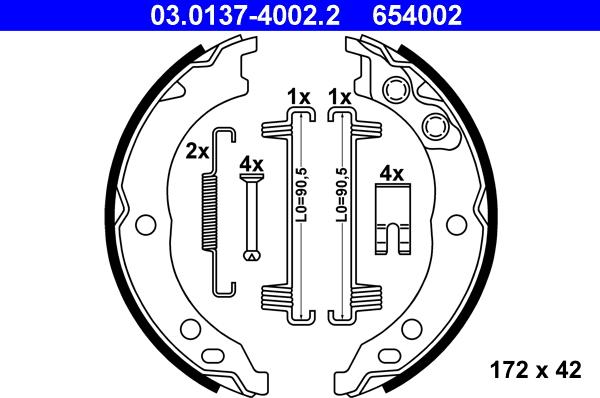 ATE 03.0137-4002.2 - Kit ganasce, Freno stazionamento autozon.pro