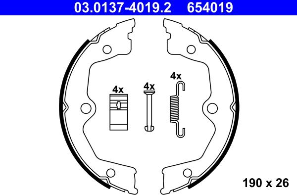 ATE 03.0137-4019.2 - Kit ganasce, Freno stazionamento autozon.pro