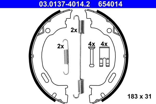 ATE 03.0137-4014.2 - Kit ganasce, Freno stazionamento autozon.pro