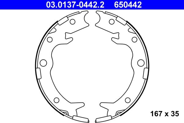 ATE 03.0137-0442.2 - Kit ganasce, Freno stazionamento autozon.pro