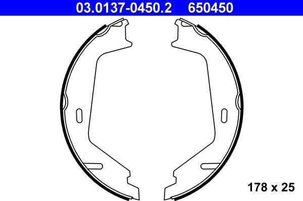 ATE 03.0137-0450.2 - Kit ganasce, Freno stazionamento autozon.pro