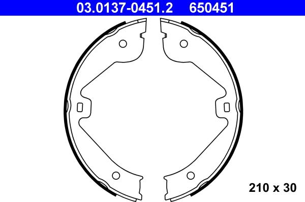 ATE 03.0137-0451.2 - Kit ganasce, Freno stazionamento autozon.pro