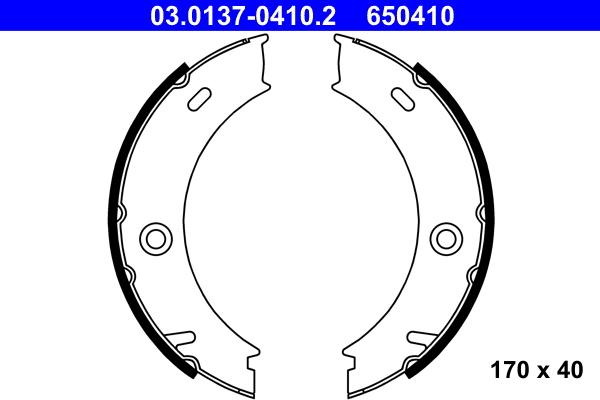 ATE 03.0137-0410.2 - Kit ganasce, Freno stazionamento autozon.pro