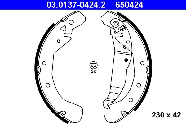 ATE 03.0137-0424.2 - Kit ganasce freno autozon.pro