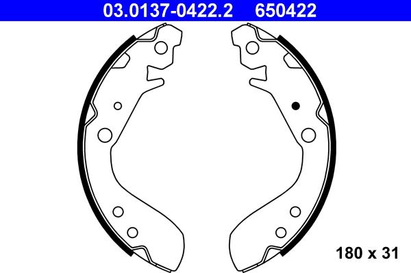 ATE 03.0137-0422.2 - Kit ganasce freno autozon.pro