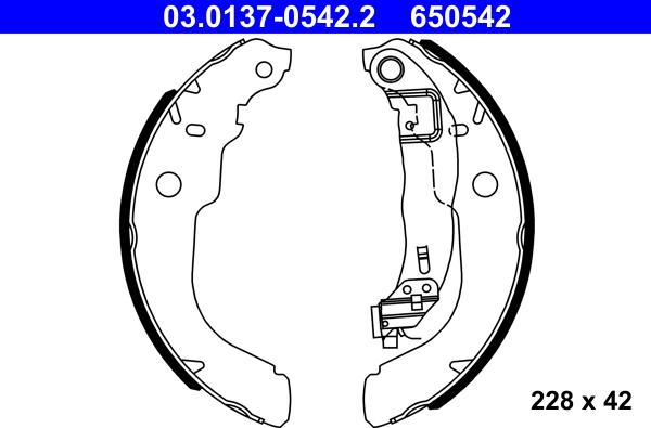 ATE 03.0137-0542.2 - Kit ganasce freno autozon.pro