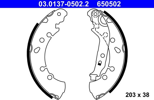 ATE 03.0137-0502.2 - Kit ganasce freno autozon.pro