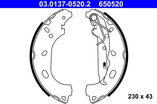 ATE 03.0137-0520.2 - Kit ganasce freno autozon.pro