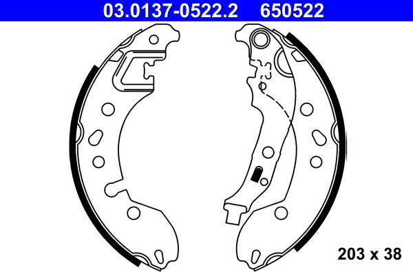 ATE 03.0137-0522.2 - Kit ganasce freno autozon.pro