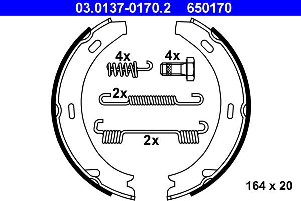 ATE 03.0137-0170.2 - Kit ganasce, Freno stazionamento autozon.pro