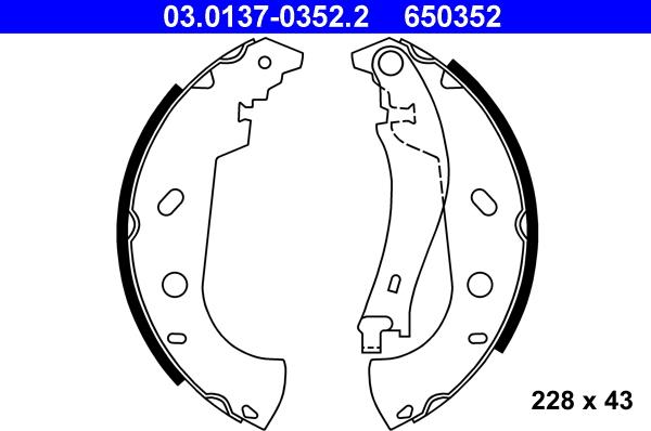 ATE 03.0137-0352.2 - Kit ganasce freno autozon.pro