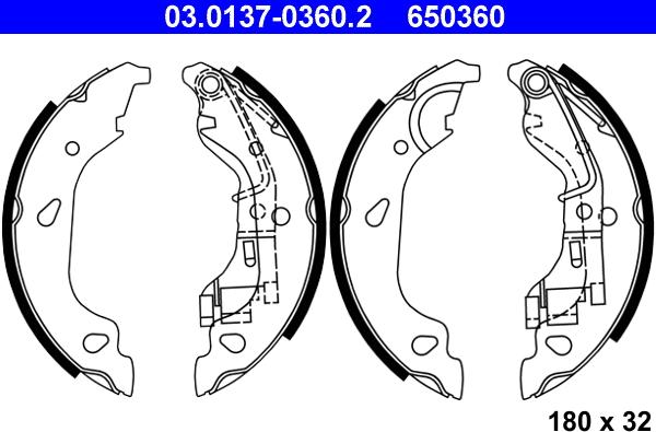 ATE 03.0137-0360.2 - Kit ganasce freno autozon.pro