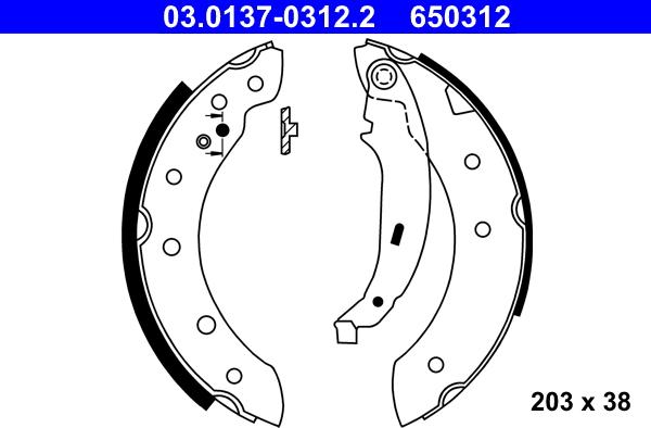 ATE 03.0137-0312.2 - Kit ganasce freno autozon.pro