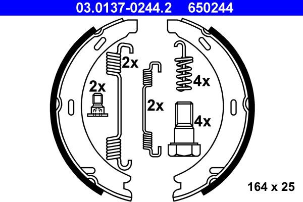 ATE 03.0137-0244.2 - Kit ganasce, Freno stazionamento autozon.pro