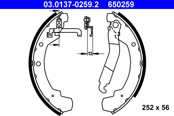 ATE 03.0137-0259.2 - Kit ganasce freno autozon.pro