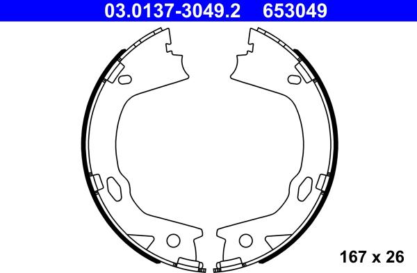 ATE 03.0137-3049.2 - Kit ganasce, Freno stazionamento autozon.pro