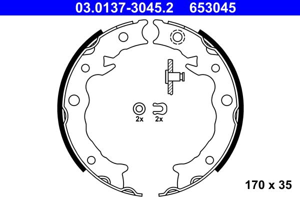 ATE 03.0137-3045.2 - Kit ganasce, Freno stazionamento autozon.pro